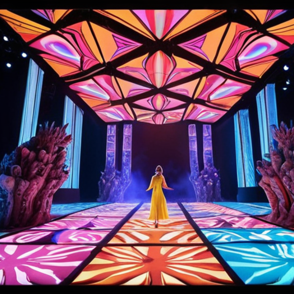 **
A vibrant, imaginative event production scene. A luminous 'creative spark' materializes into a fantastical, immersive experience, capturing the awe of a diverse audience. The setting is transformed by dynamic 3D projection mapping, displaying intricate holographic narratives and breathtaking visual effects. Futuristic technology and artistic design merge seamlessly, creating a magical atmosphere where abstract ideas become tangible and memorable. Emphasize bright, inviting colors and a sense of wonder. --ar 16:9 --v 5.2
2. **Prompt for