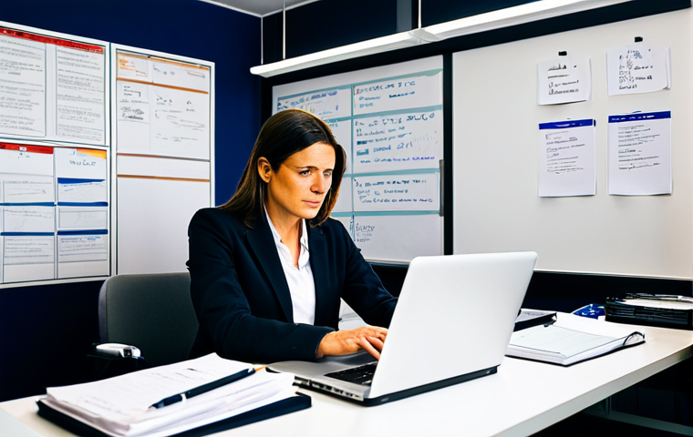 공연기획사 근무 환경 분석 - The Busy Producer**
"A bustling production office in Madrid. A fully clothed, professional woman, p...