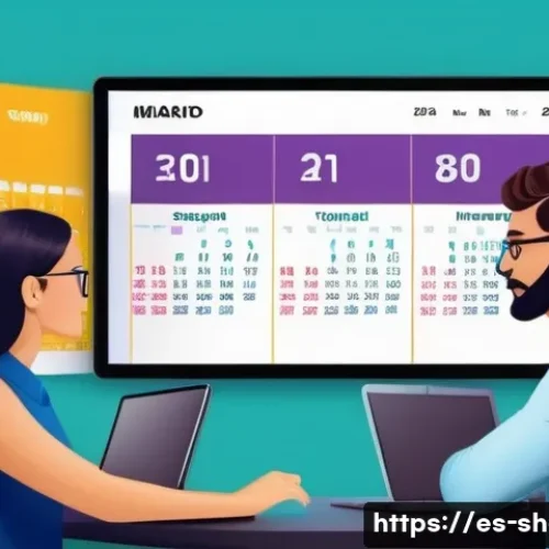 공연기획사 이직 준비 가이드 - A vibrant event planning office scene in Madrid, featuring a diverse team of young professionals coo...