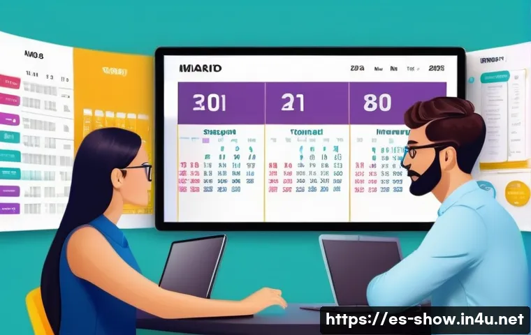 공연기획사 이직 준비 가이드 - A vibrant event planning office scene in Madrid, featuring a diverse team of young professionals coo...