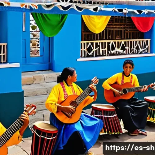 공연기획사와 지역 사회와의 협력 사례 - A vibrant traditional music festival scene in Oaxaca, Mexico, featuring musicians playing indigenous...